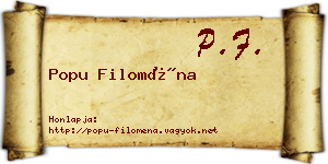 Popu Filoména névjegykártya